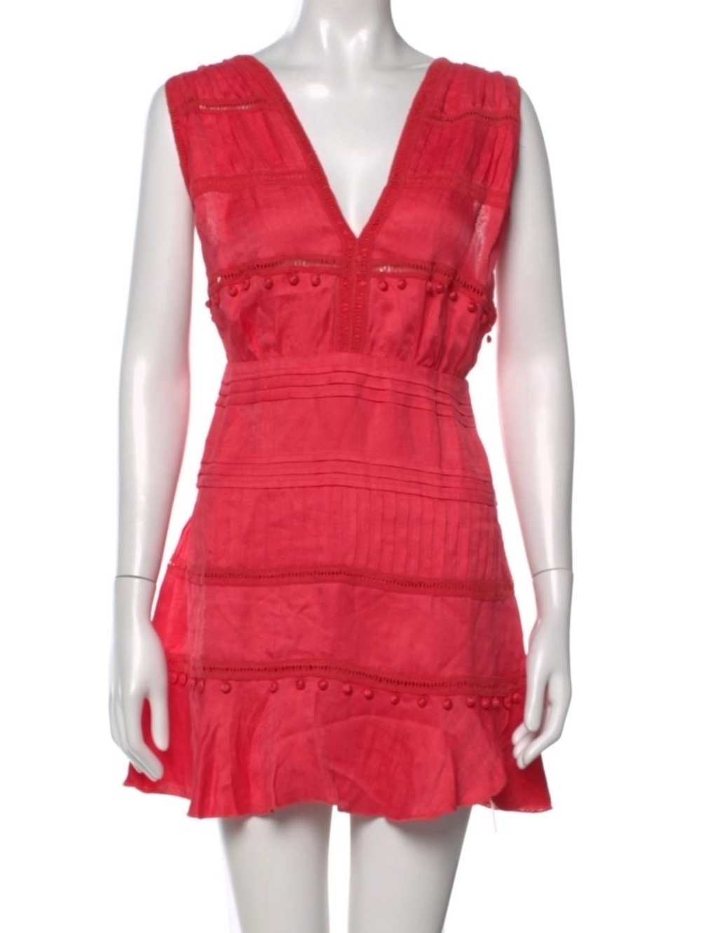 IRO V-Neck Mini Dress with Textured Trim